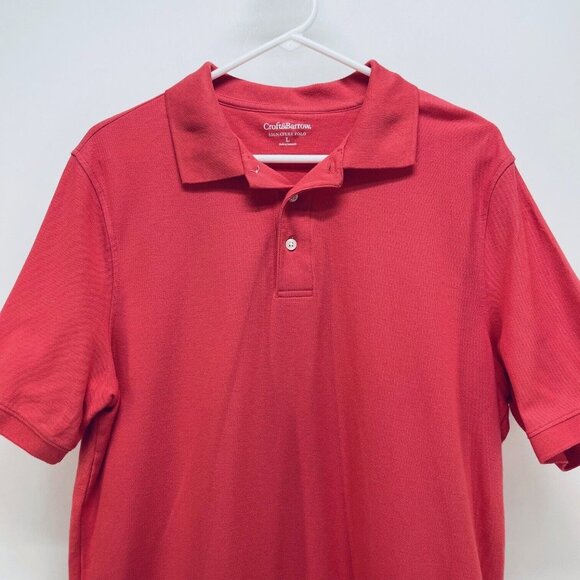 Croft & Barrow Shirt Size L Men’s Signature Polo 3 Button Red 100% Cotton - Picture 3 of 9